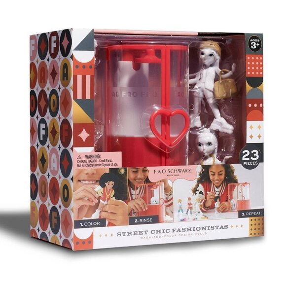 FAO Schwarz Street Chic Fashionistas Wash-And-Color Design Dolls 23pc - ages 3+